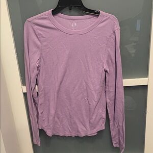 GAP Women's Lavender Long Sleeve Tee, Thermal Waffle Top, L, EUC
